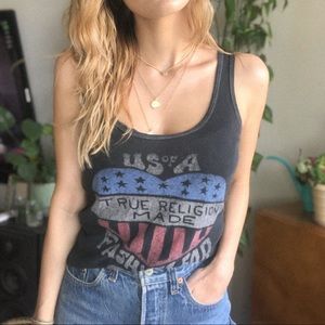 Y2K True Religion Cropped Ribbed Tank Top